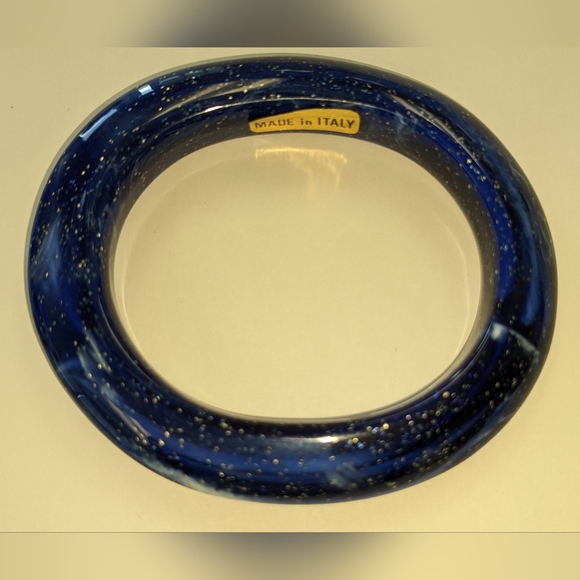 VTG NOS OVAL ITALIAN MARBLED GLITTER LUCITE BANGLE - Picture 10 of 11